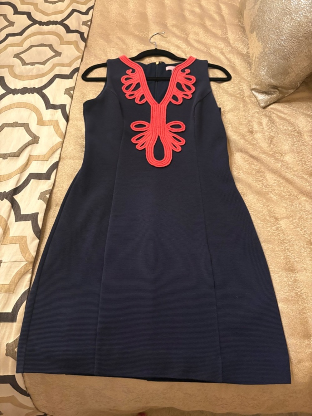 Lilly Pulitzer Navy Dress with Coral Label Detail - Picture 4 of 7